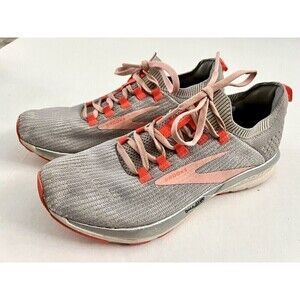 Women's Brooks Ricochet 2 Grey Pink Coral Running Shoes Womens Size 8.5